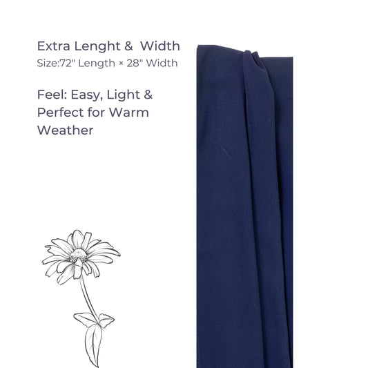 Korean Georgette Hijab – Dark Blue | Lightweight, Airy & Premium Quality