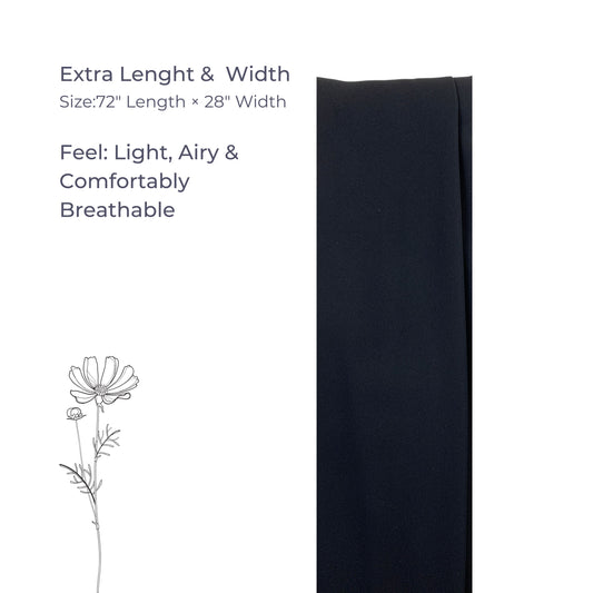 Korean Georgette Hijab – Black, Lightweight & Non-Slip | Premium Quality
