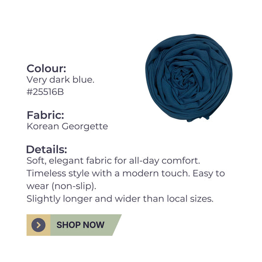 Korean Georgette Stole Hijab – Very Dark Blue Modest Wear