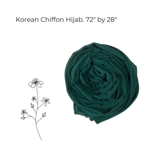 Soft Korean Chiffon Hijab – Teal Green Shade with Extra Coverage & Comfort