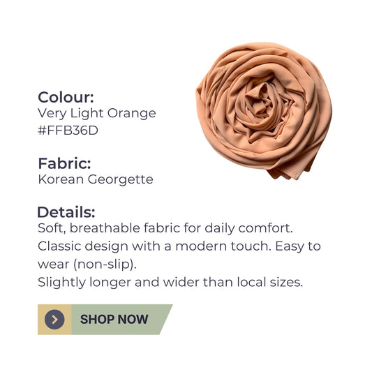 Korean Georgette Stole Hijab – Soft Light Orange Elegance
