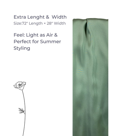 Korean Silk Hijab – Sage Green | Soft, Lightweight, Non-Slip & Premium Quality