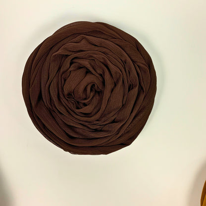 Dark Brown Chocolate Textured Crepe Hijab – Matte, Large 72"x28