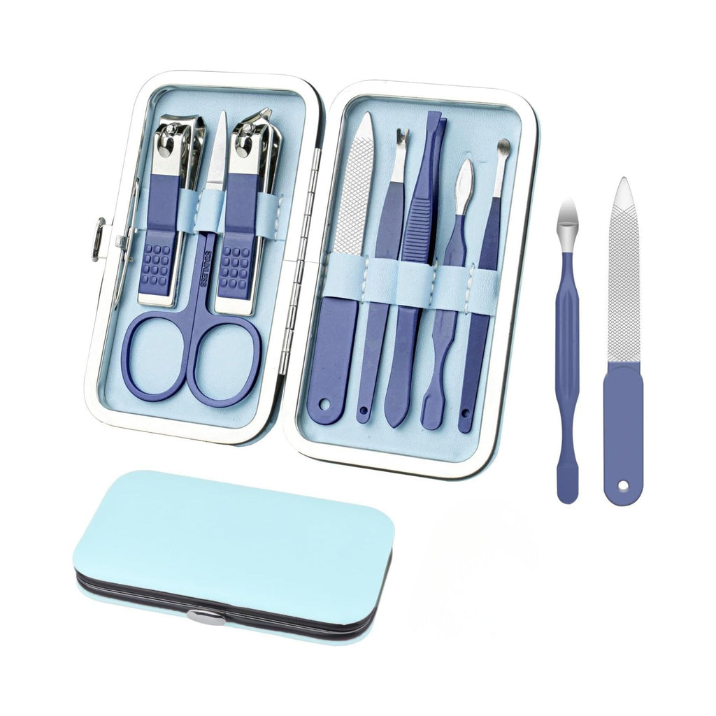 10PCS Stainless Steel Manicure & Pedicure Kit with Smiley Tools & Travel Case