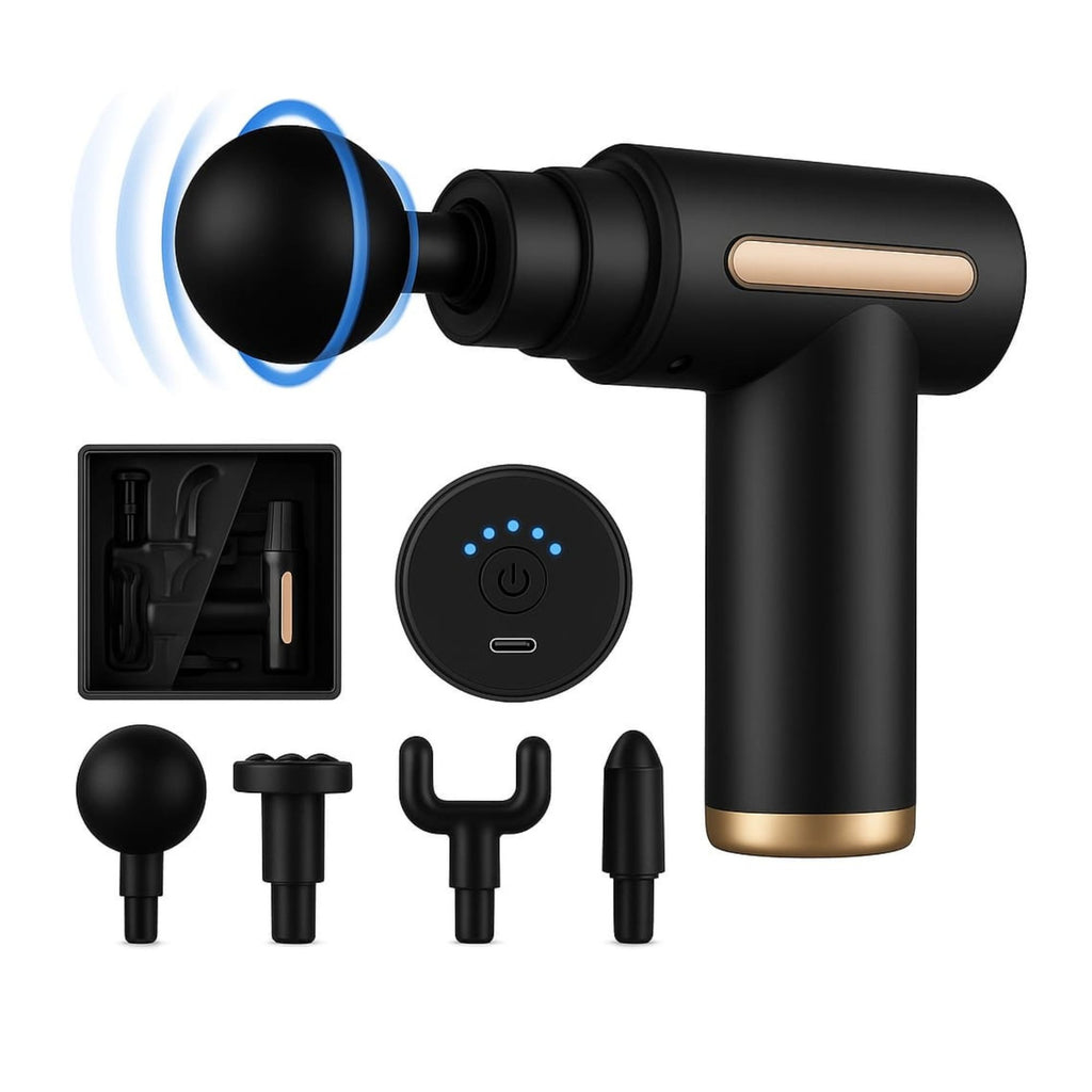 5-in-1 Electric Massage Gun for Full Body Relief, 6 Speeds & 4 Heads