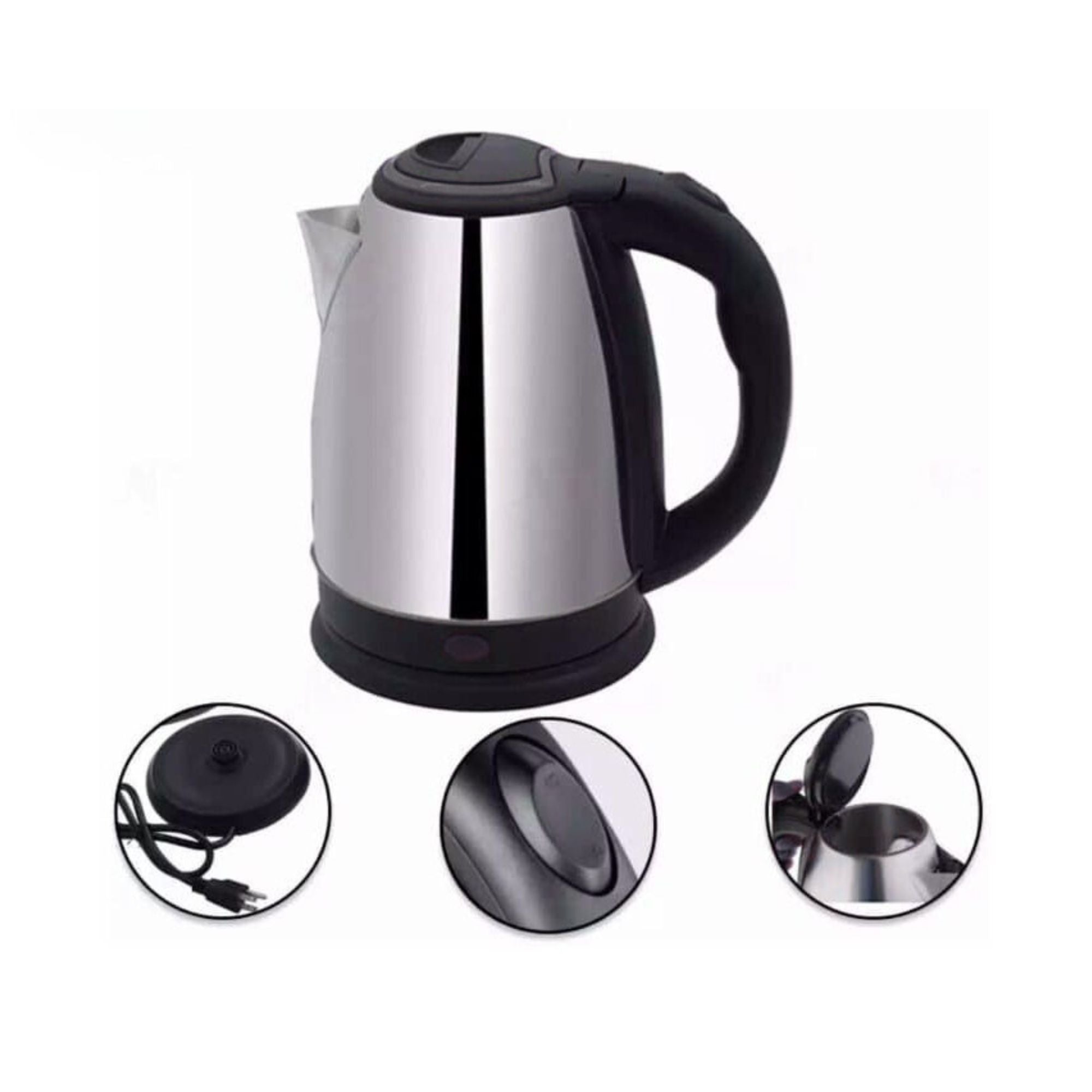 Electric kettle with stainless steel body, LED, temperature control, and auto shut-off.