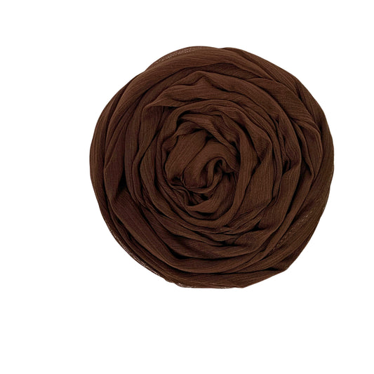 Dark Brown Chocolate Textured Crepe Hijab – Matte, Large 72"x28