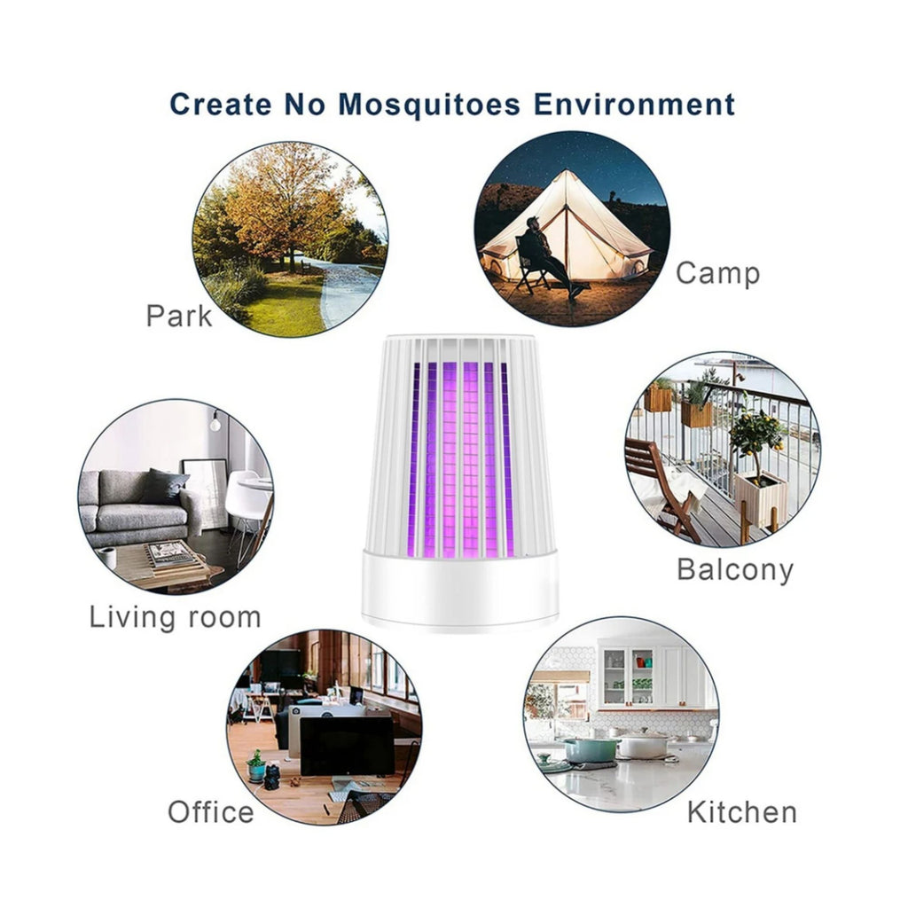 USB Electric Mosquito Killer Lamp – LED Bug Zapper, 360° UV Trap, Silent
