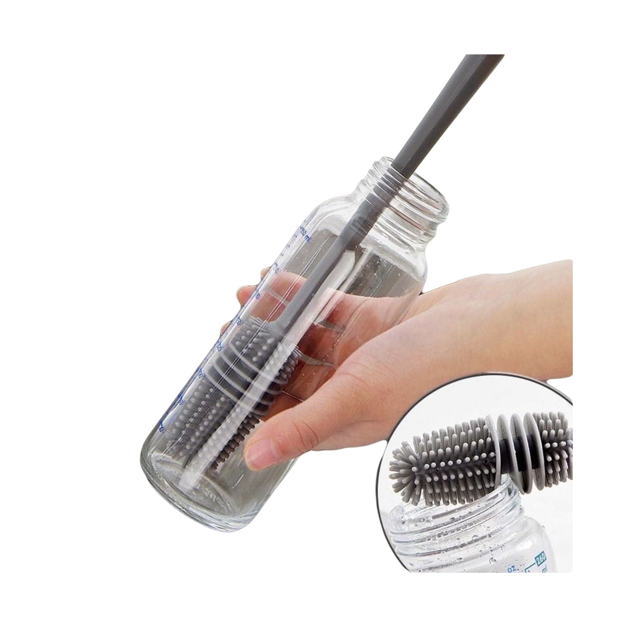 Silicone Bottle Cleaning Brush with Long Handle for Feeder & Bottle (Random Color)