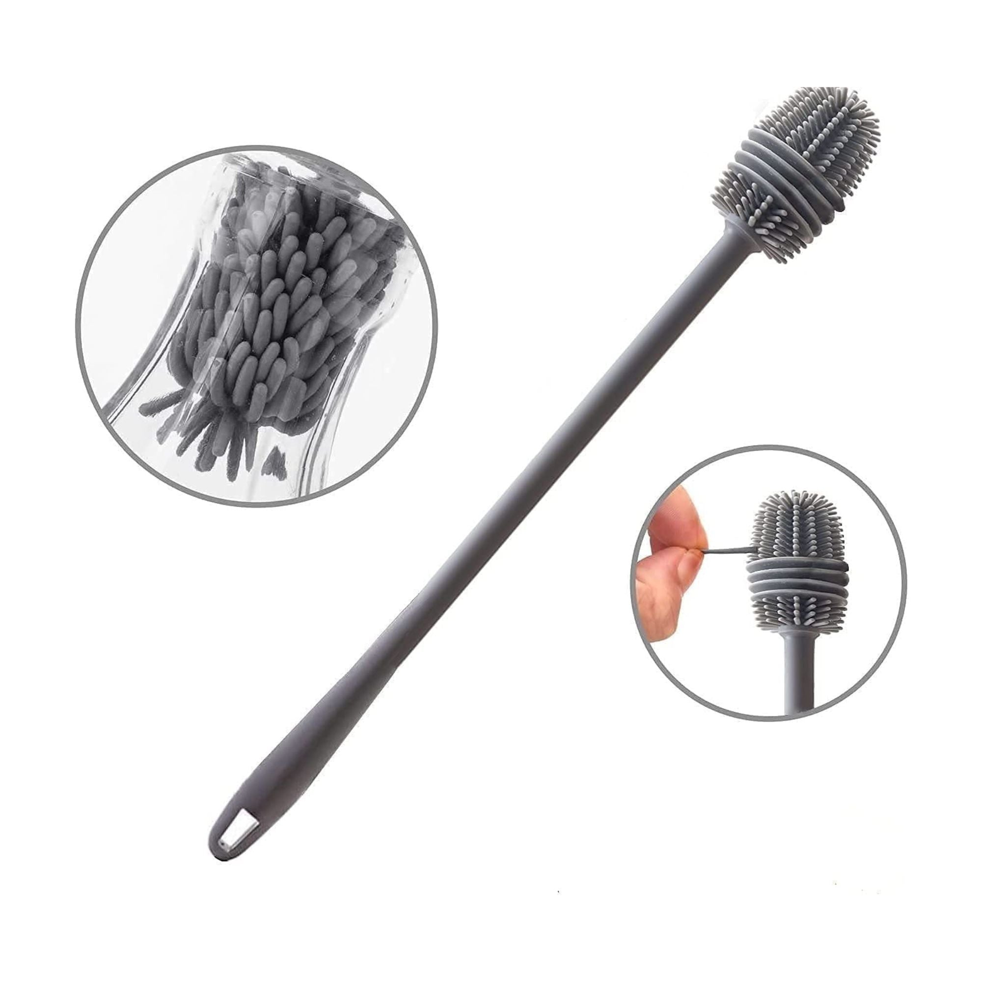Silicone Bottle Cleaning Brush with Long Handle for Feeder & Bottle (Random Color)