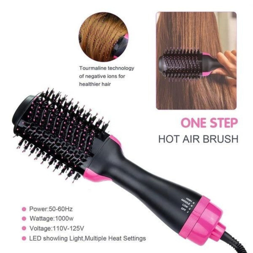 3-in-1 hot air brush that dries, straightens, and adds volume in one easy styling step.