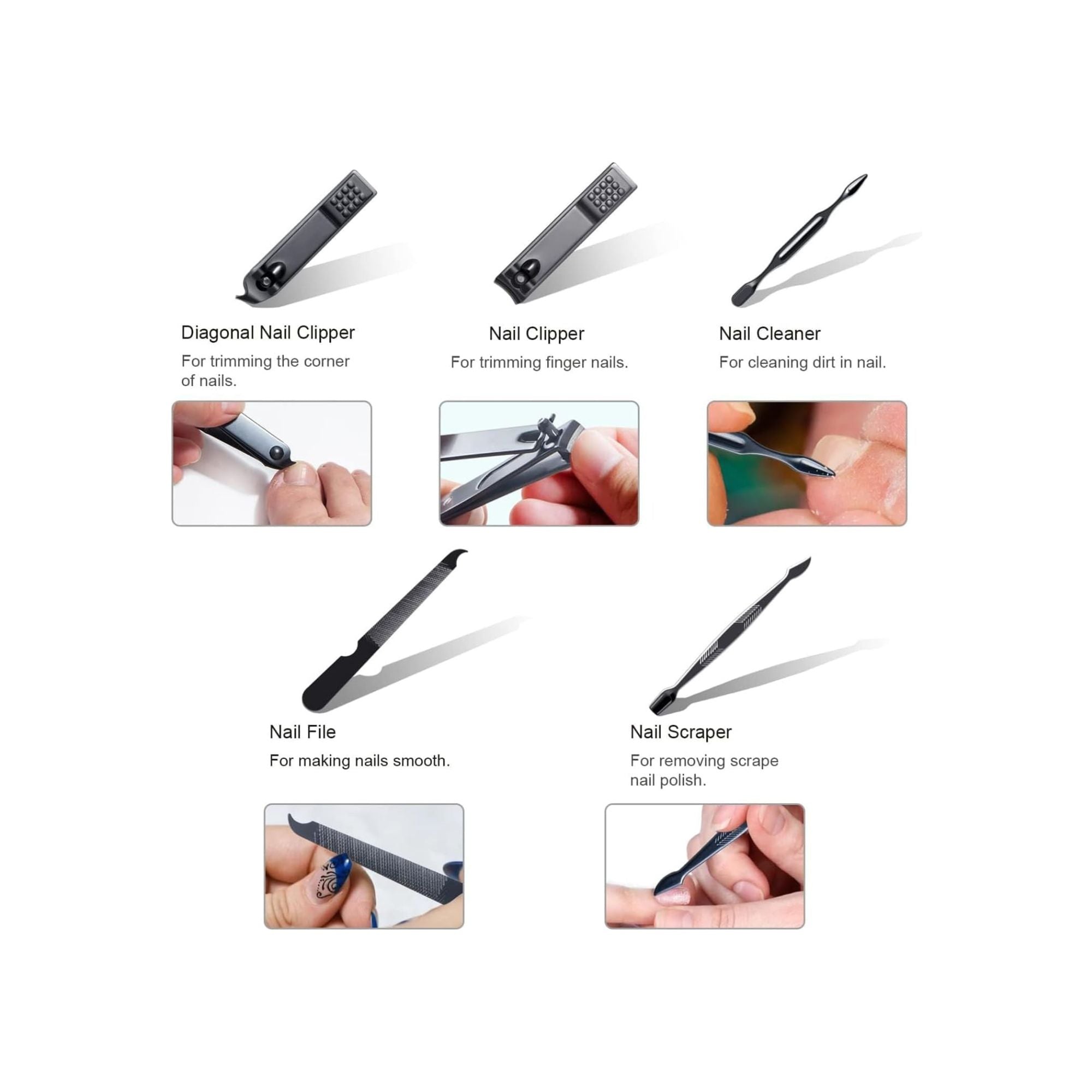 10PCS Stainless Steel Manicure & Pedicure Kit with Smiley Tools & Travel Case