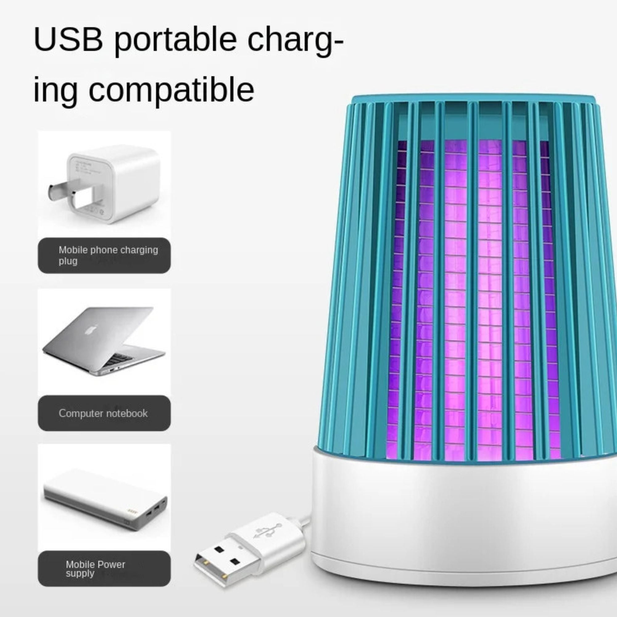 USB Electric Mosquito Killer Lamp – LED Bug Zapper, 360° UV Trap, Silent
