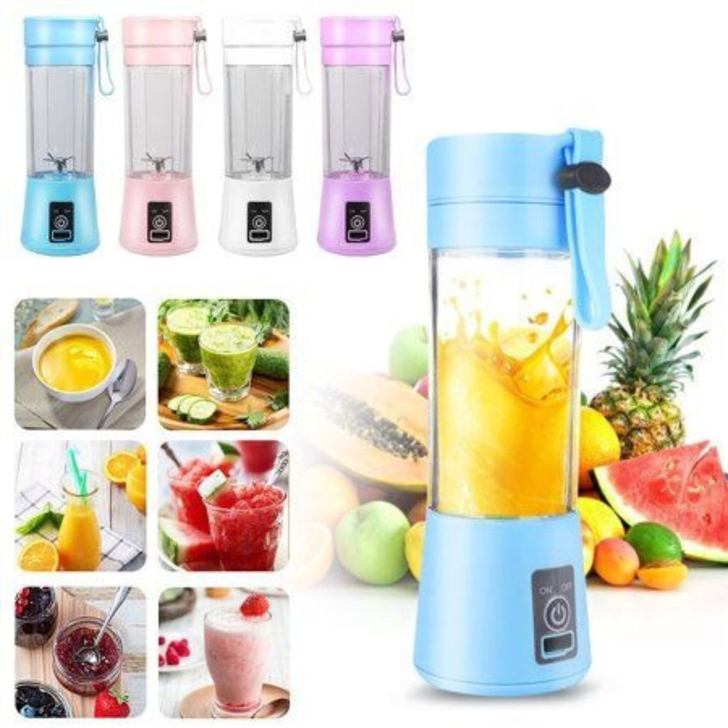 USB Rechargeable Mini Juicer Blender with 6 Blades – 380ml Portable Fruit Mixer