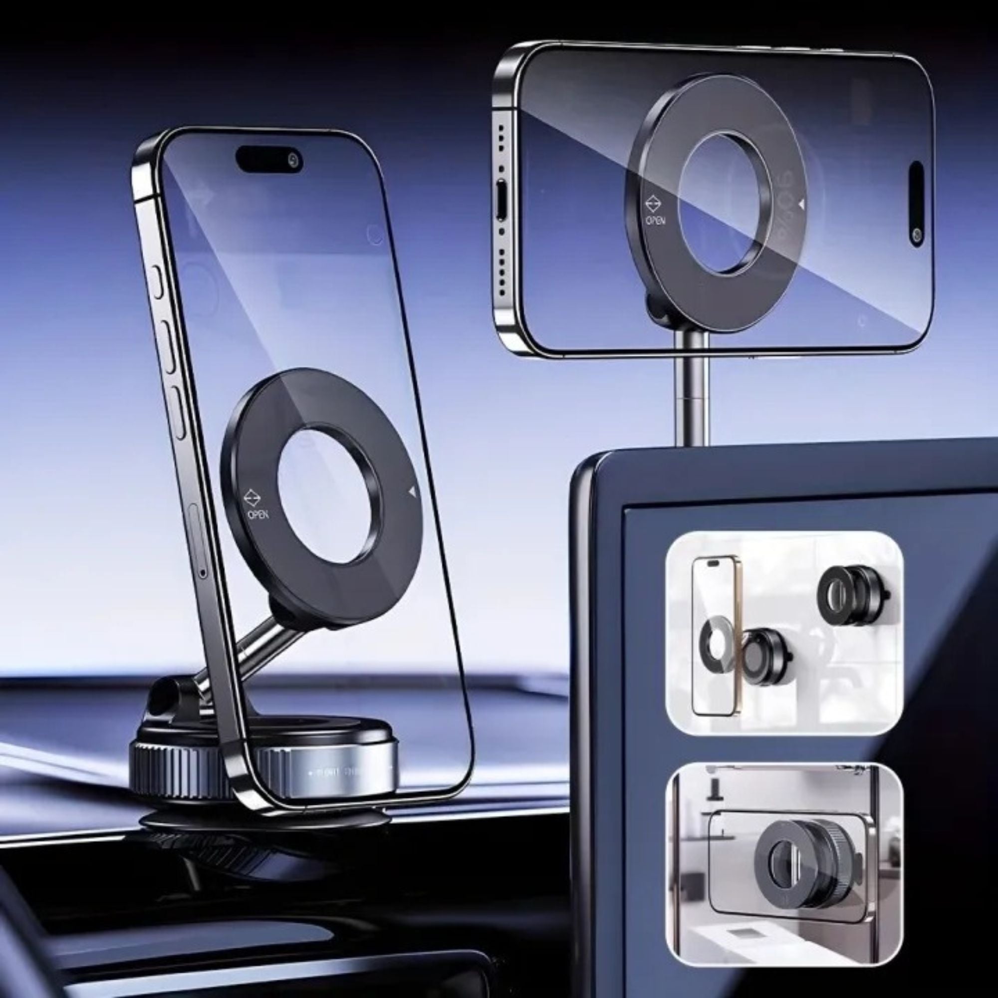 360° Rotating Magnetic Phone Holder – Foldable, Retractable & Universal for iPhone