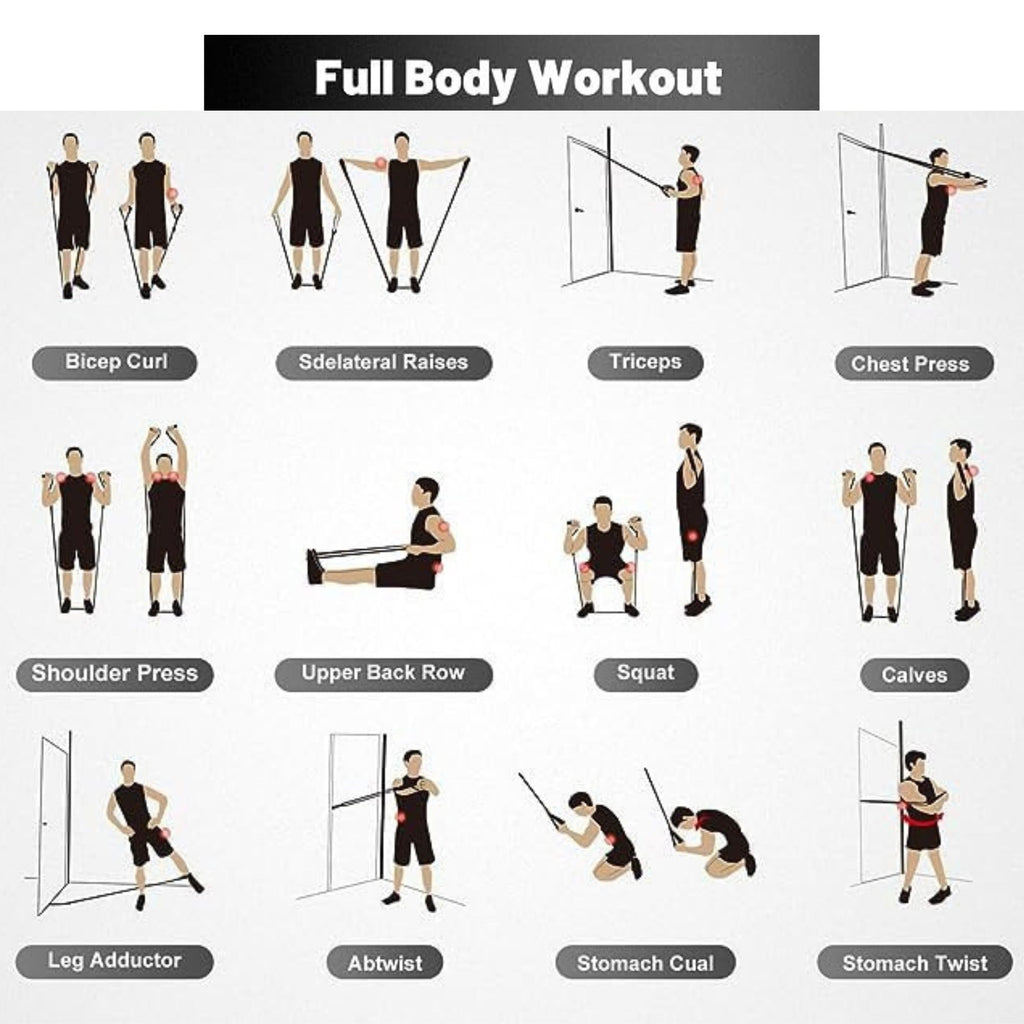 11-Piece Resistance Band Set for Strength Training, Yoga & Fitness for Men & Women