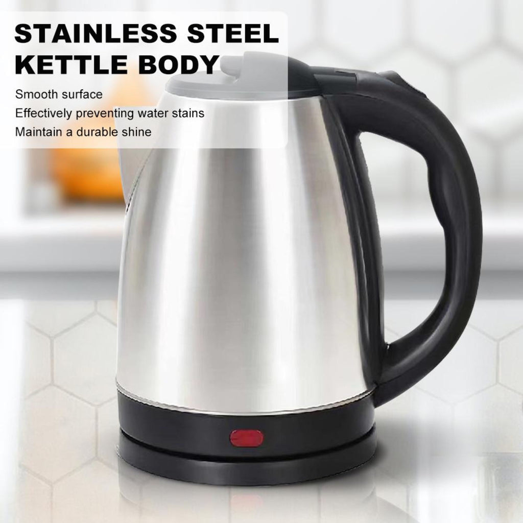 Electric kettle with stainless steel body, LED, temperature control, and auto shut-off.