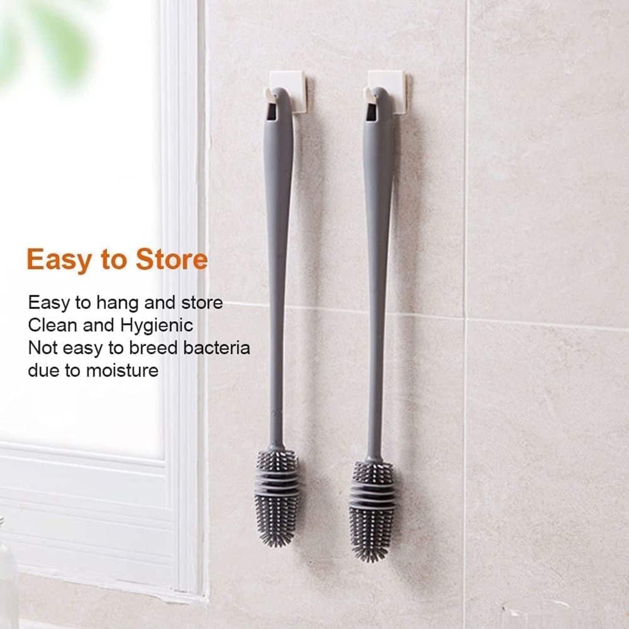 Silicone Bottle Cleaning Brush with Long Handle for Feeder & Bottle (Random Color)