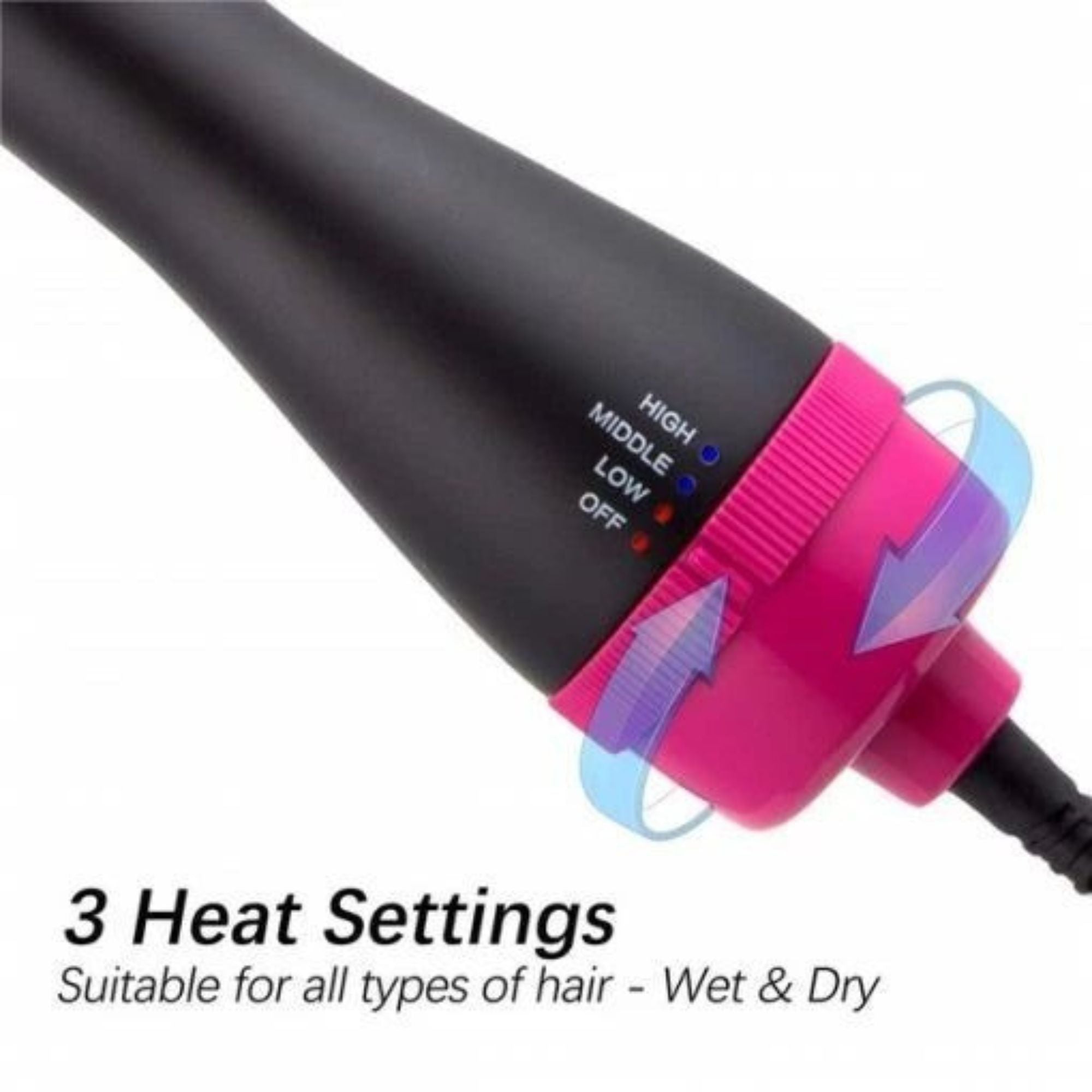 3-in-1 hot air brush that dries, straightens, and adds volume in one easy styling step.