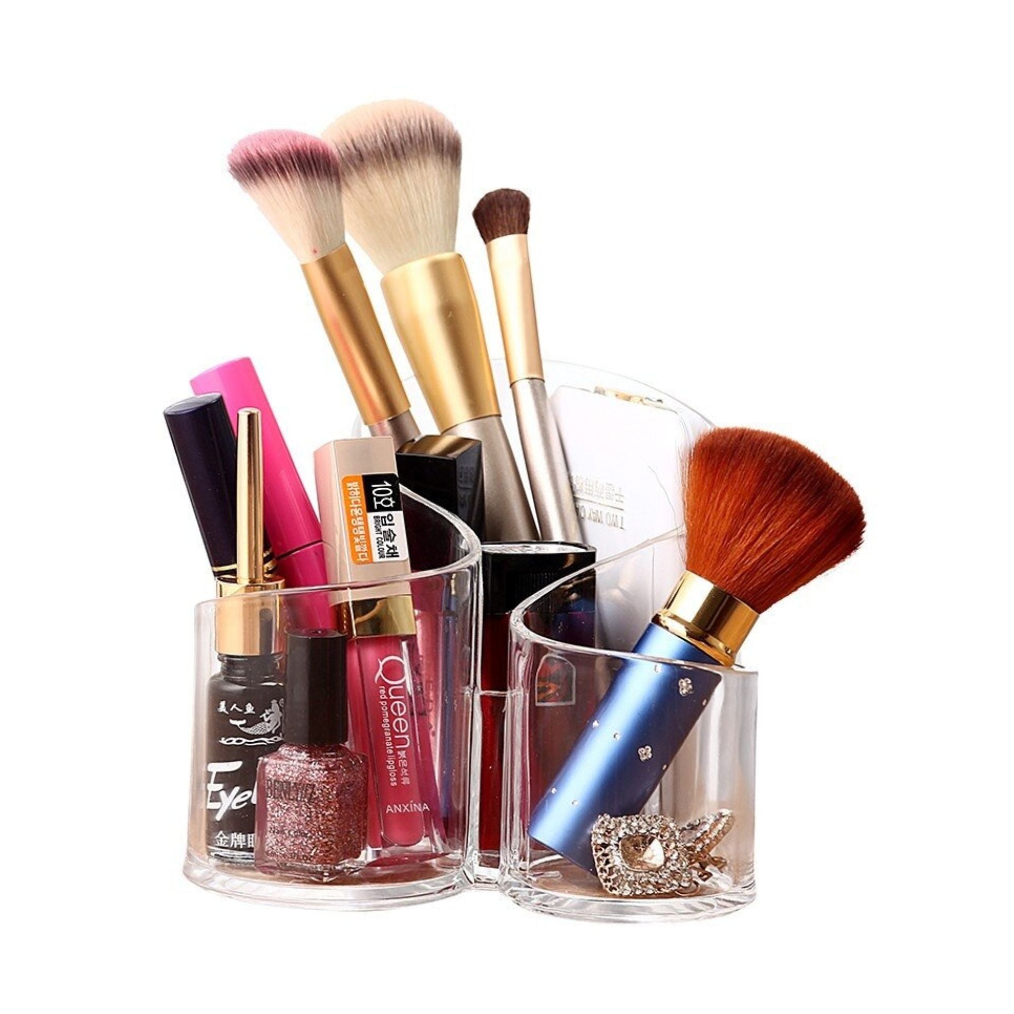 Transparent Acrylic Makeup Organizer with Lipstick Holder for Vanity Display