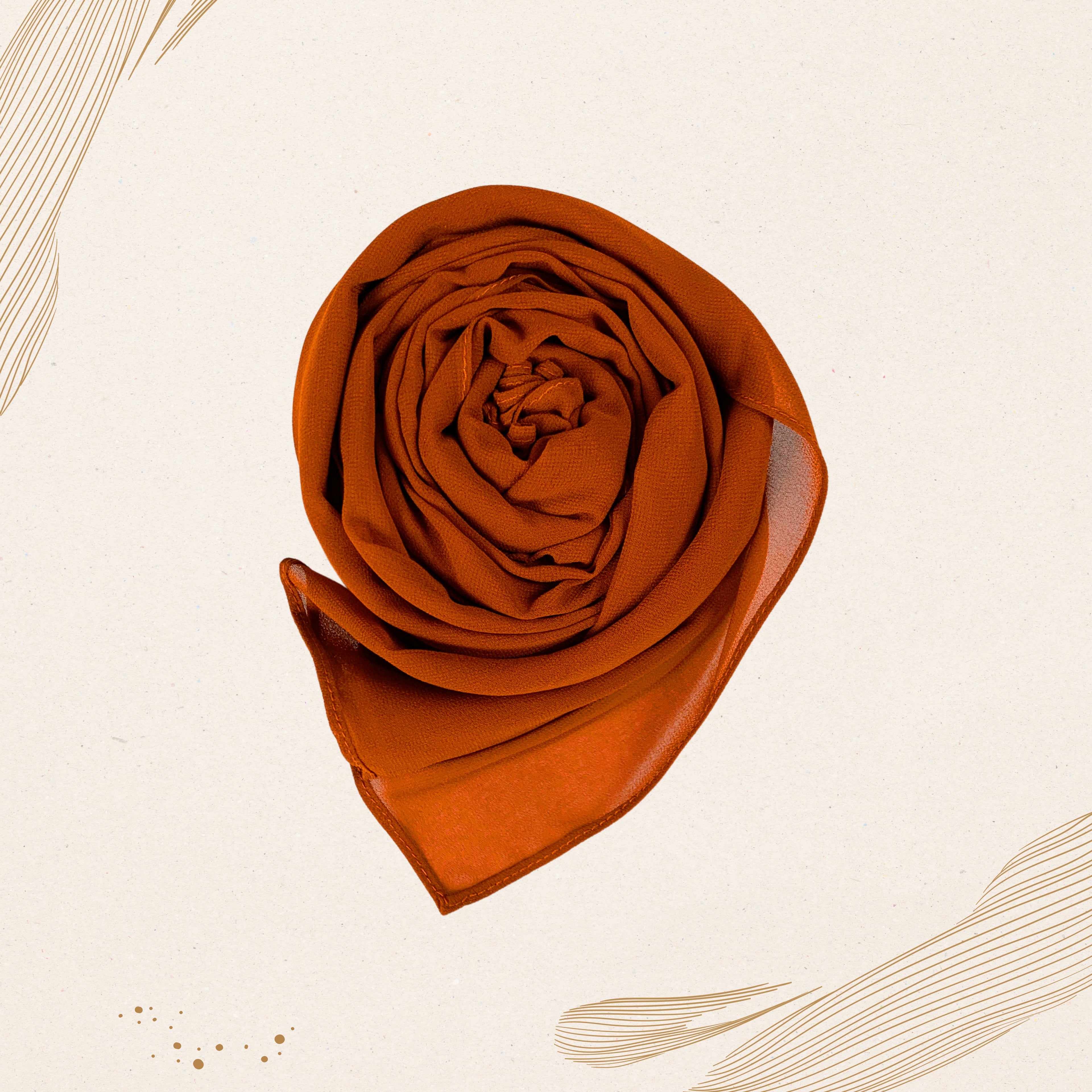 Premium Korean Georgette Hijab – Burnt Orange (Soft, Lightweight & Breathable)