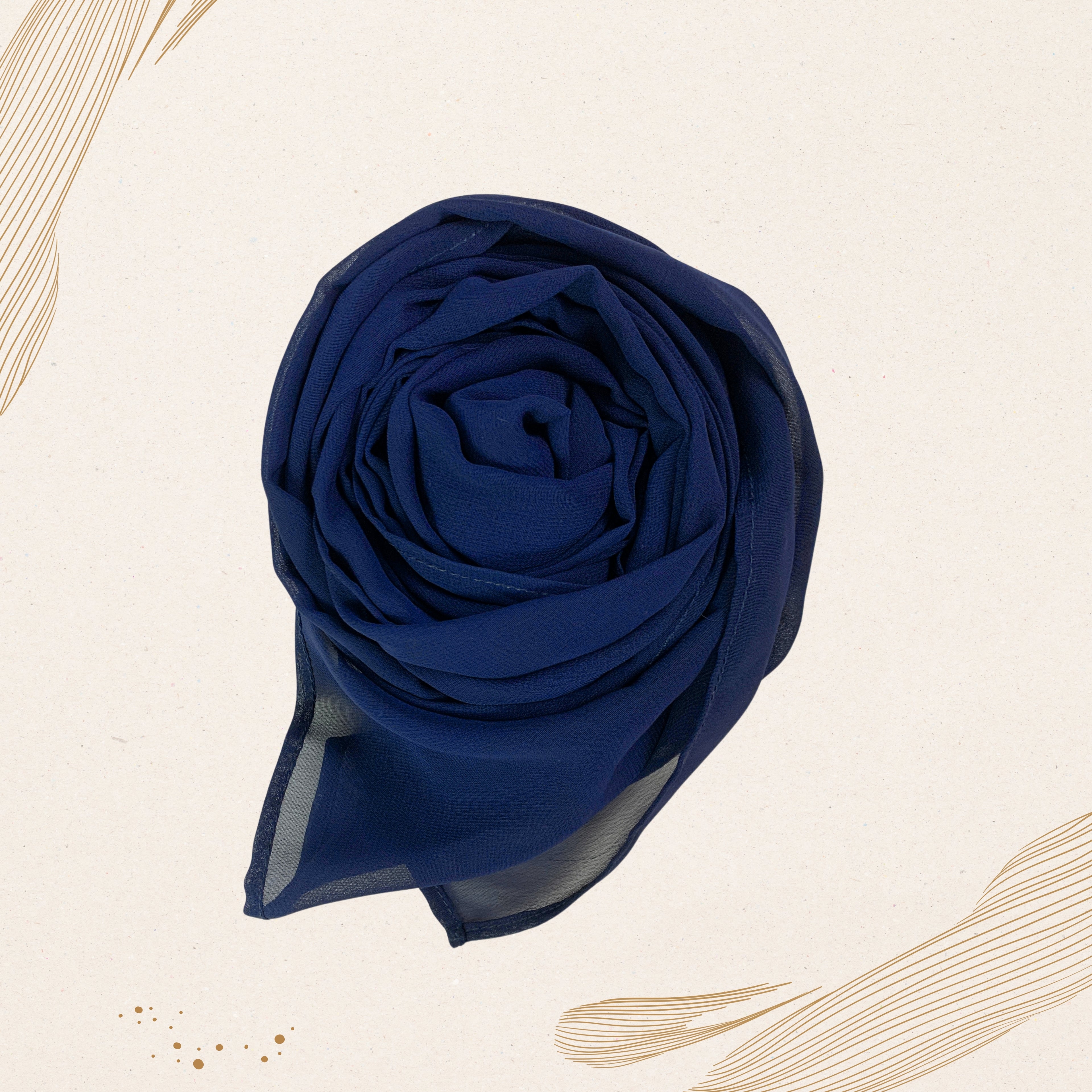 Korean Georgette Hijab – Deep Blue | Soft, Lightweight & Premium Quality