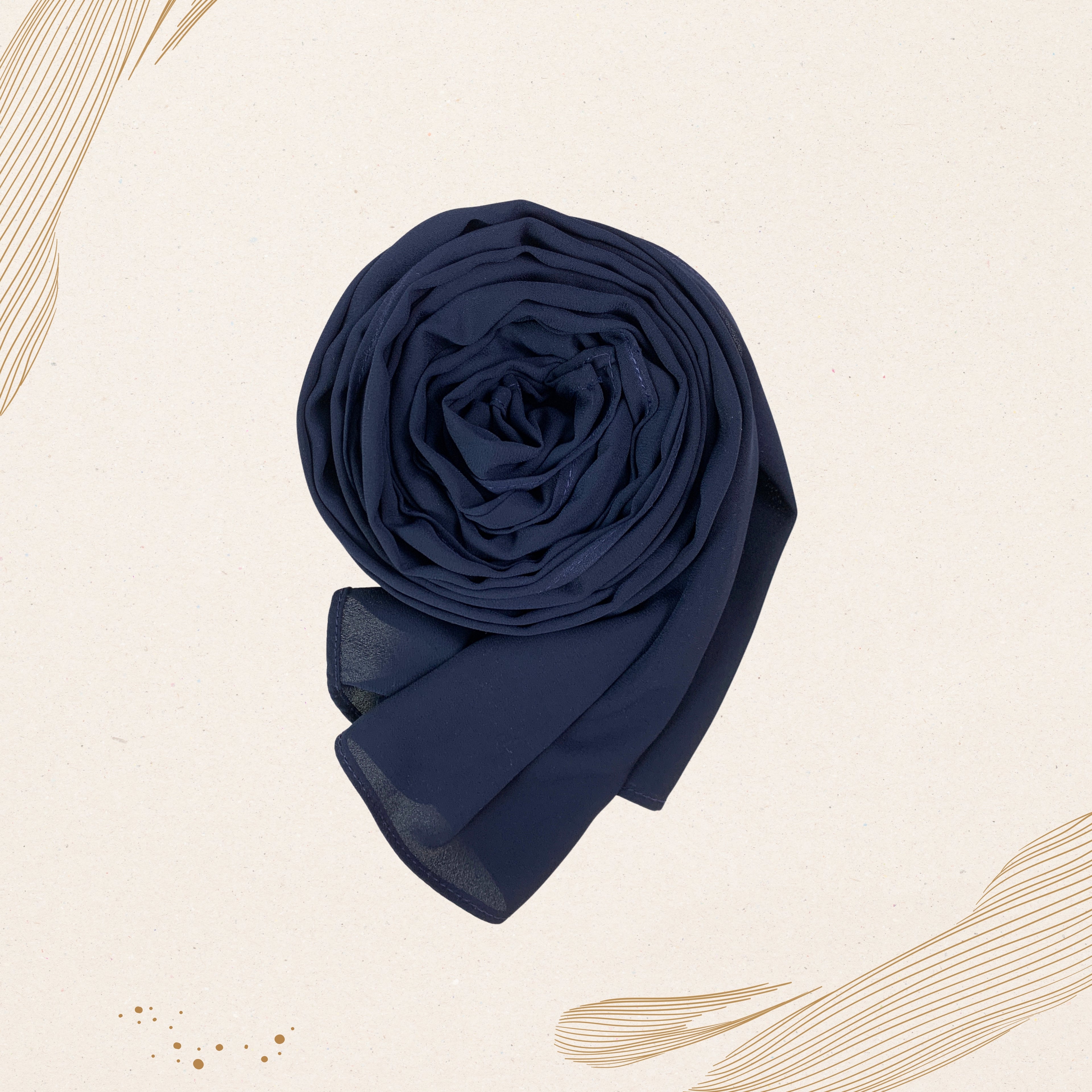 Korean Chiffon Hijab – Dark Blue | Lightweight, Airy & Premium Quality