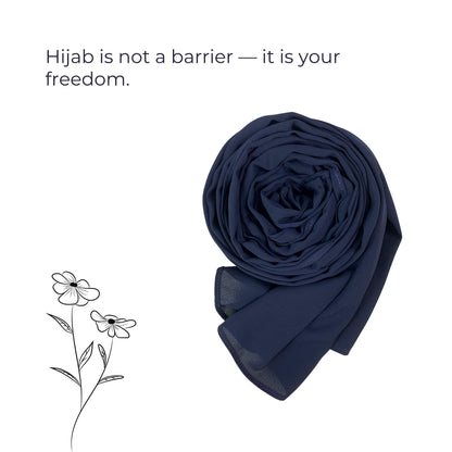 Korean Georgette Hijab – Dark Blue | Lightweight, Airy & Premium Quality