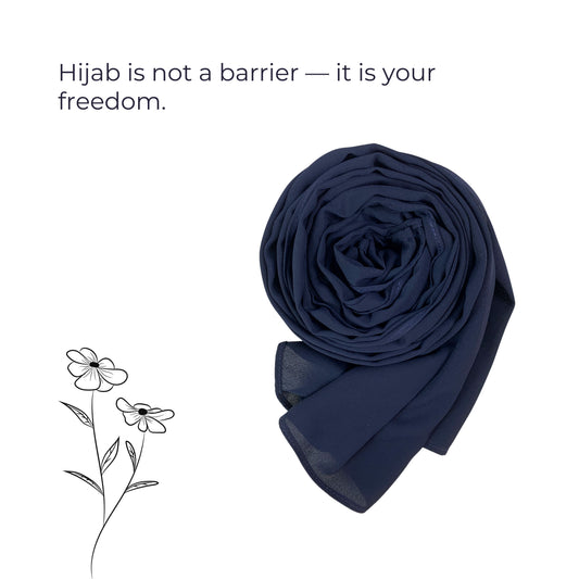 Korean Georgette Hijab – Dark Blue | Lightweight, Airy & Premium Quality