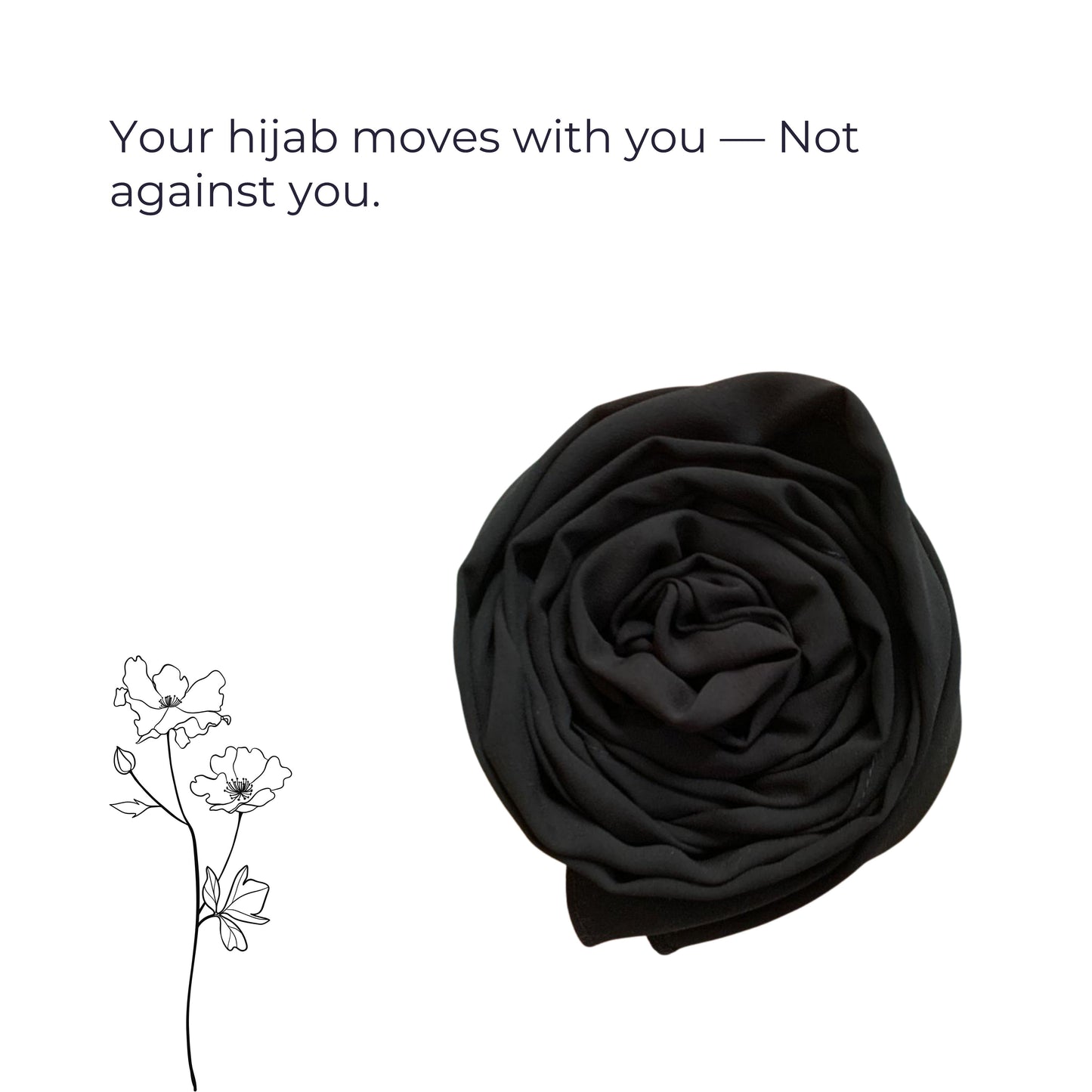 Korean Georgette Hijab – Black, Lightweight & Non-Slip | Premium Quality