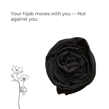 Korean Georgette Hijab – Black, Lightweight & Non-Slip | Premium Quality
