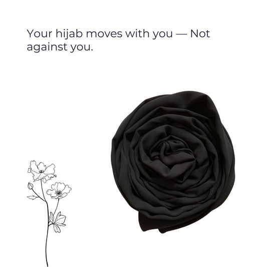 Korean Georgette Hijab – Black, Lightweight & Non-Slip | Premium Quality