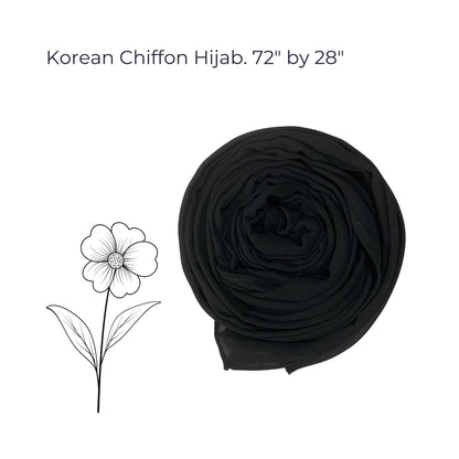 Classic Korean Chiffon Hijab – Black, Soft Feel & Modern Modest Look
