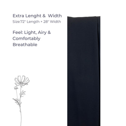 Korean Georgette Hijab – Black, Lightweight & Non-Slip | Premium Quality