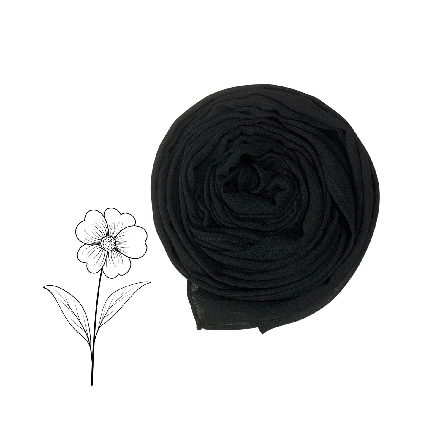 Classic Korean Chiffon Hijab – Black, Soft Feel & Modern Modest Look