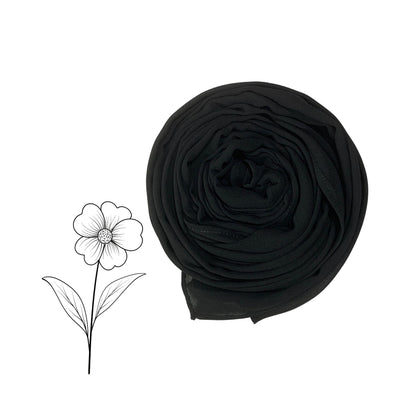 Classic Korean Chiffon Hijab – Black, Soft Feel & Modern Modest Look