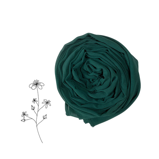 Soft Korean Chiffon Hijab – Teal Green Shade with Extra Coverage & Comfort