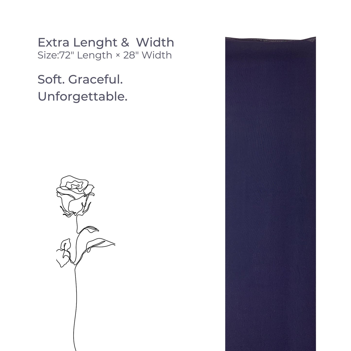 Premium Korean Chiffon Hijab – Dark Desaturated Blue Elegant Soft Lightweight