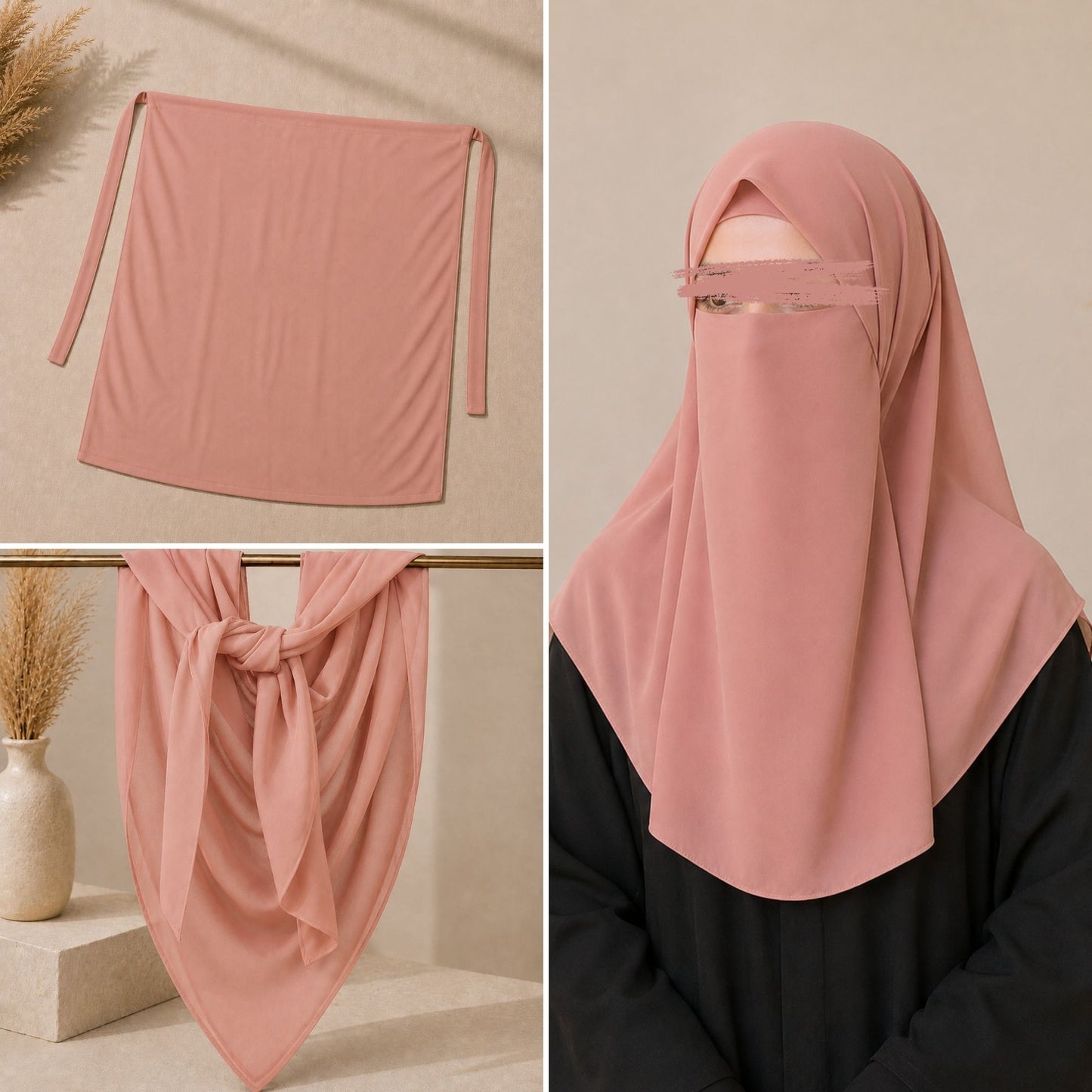 Korean Chiffon Niqab & Scarf Set – Premium Modest Wear