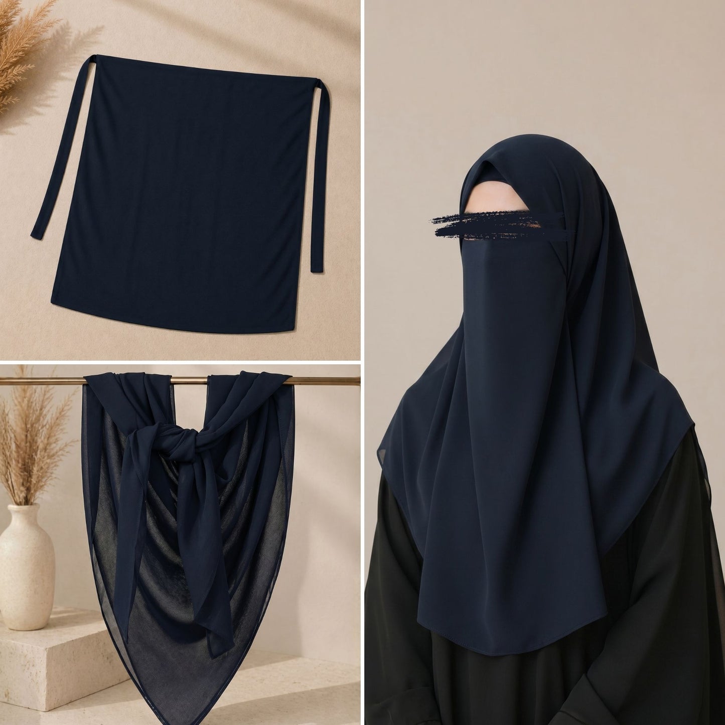 Korean Chiffon Niqab & Scarf Set – Premium Modest Wear