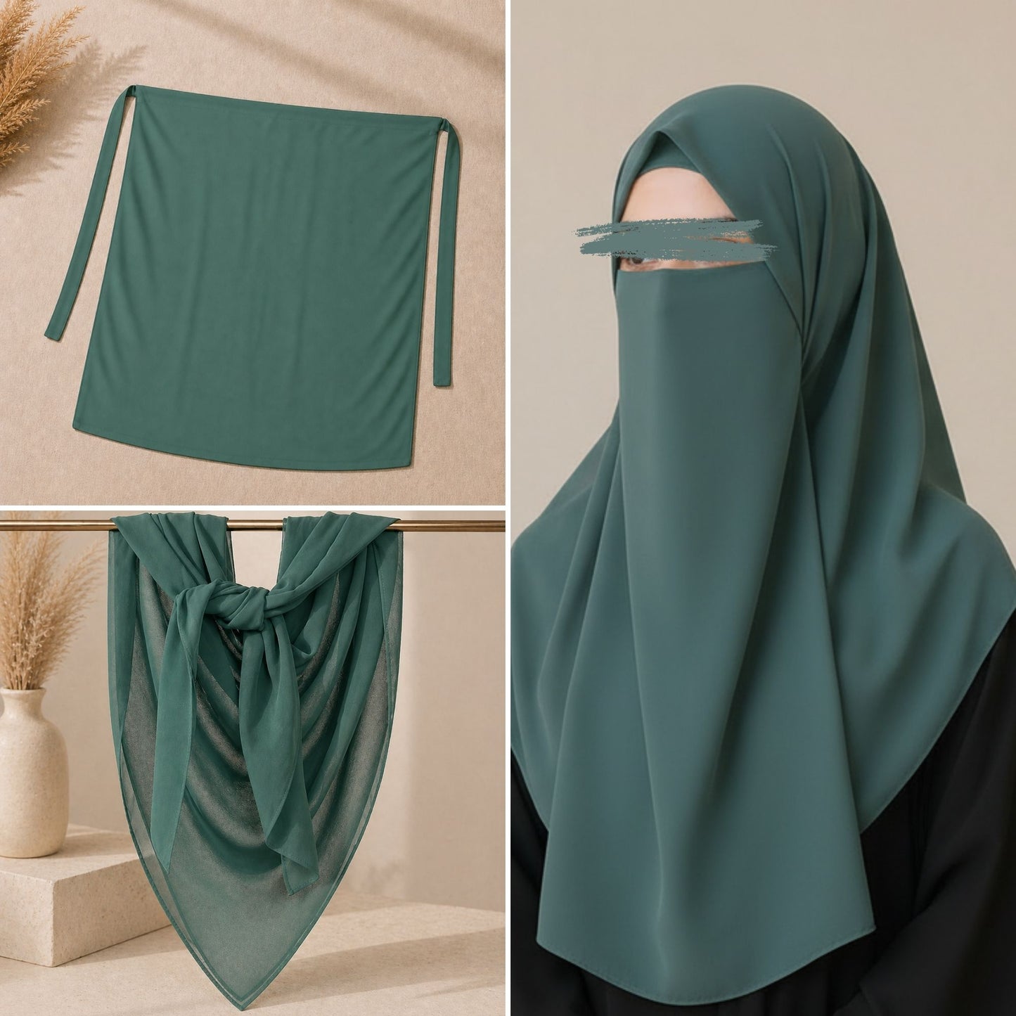 Korean Chiffon Niqab & Scarf Set – Premium Modest Wear