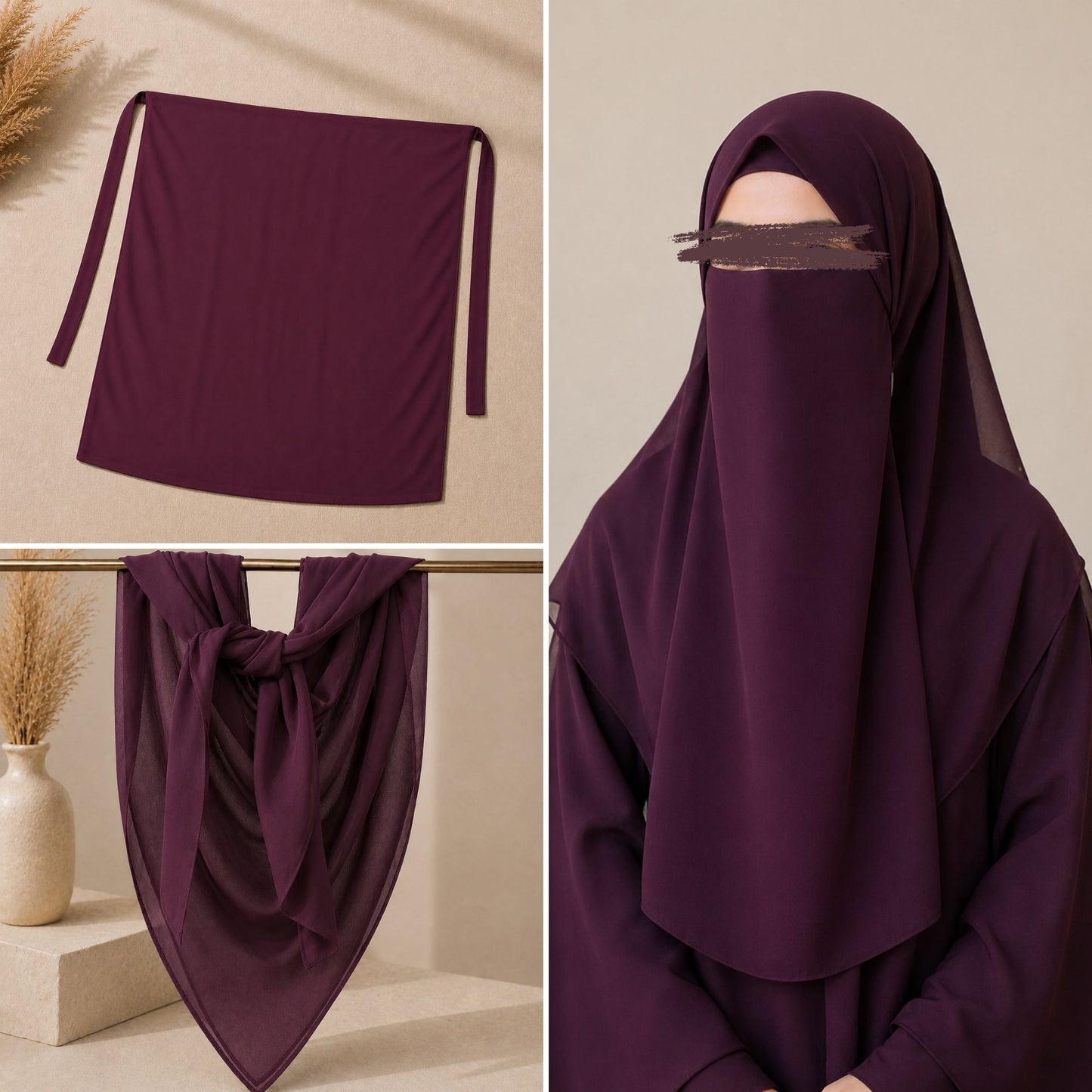 Korean Chiffon Niqab & Scarf Set – Premium Modest Wear