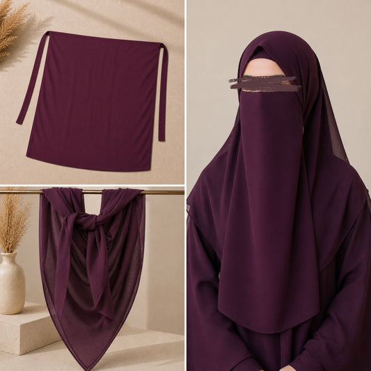 Korean Chiffon Niqab & Scarf Set – Premium Modest Wear