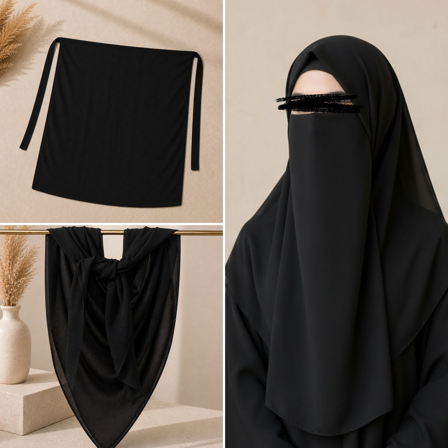 Korean Chiffon Niqab & Scarf Set – Premium Modest Wear