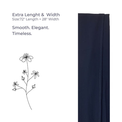 Premium Korean Chiffon Hijab – Very Dark Blue Almost Black Soft Elegant Lightweight