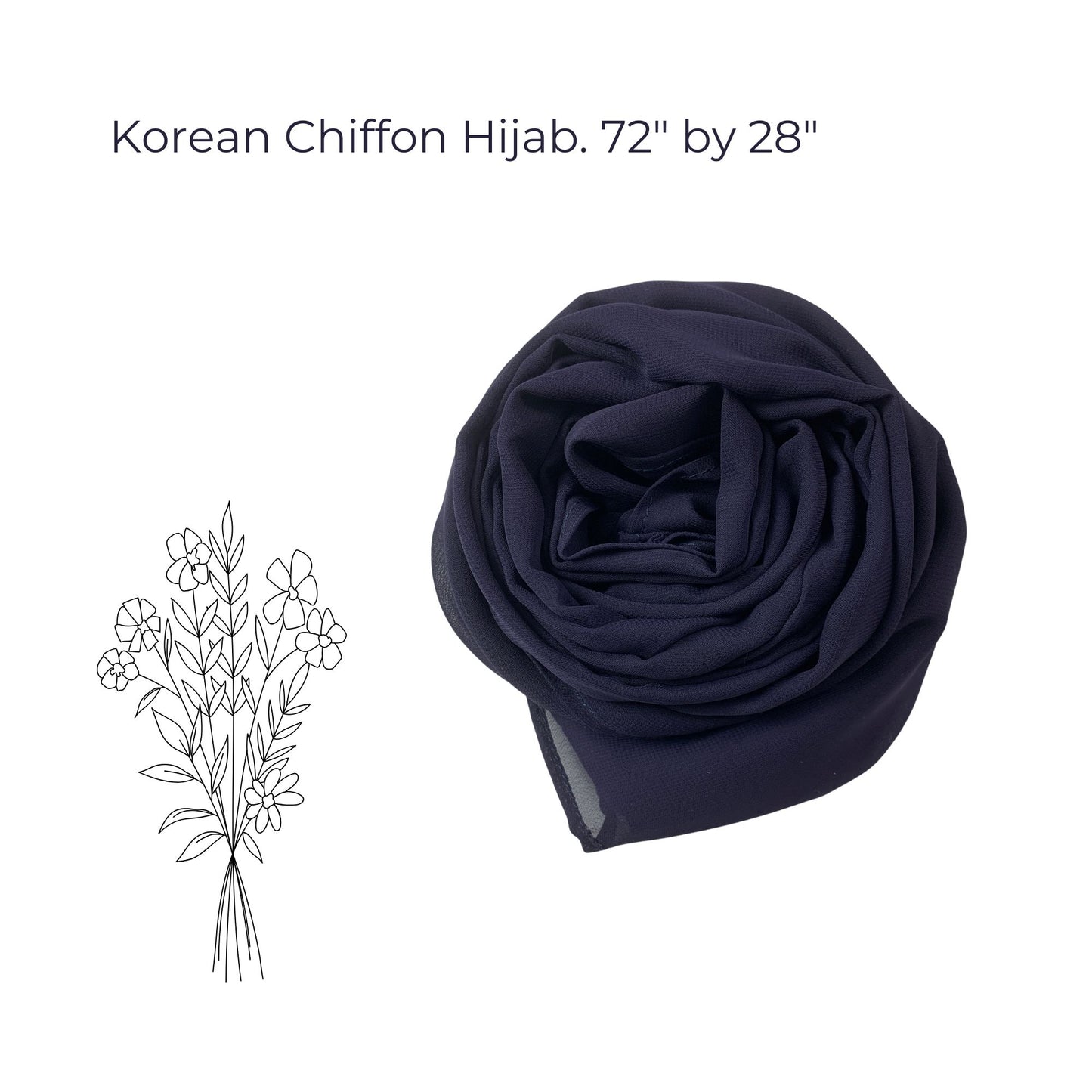 Premium Korean Chiffon Hijab – Dark Desaturated Blue Elegant Soft Lightweight
