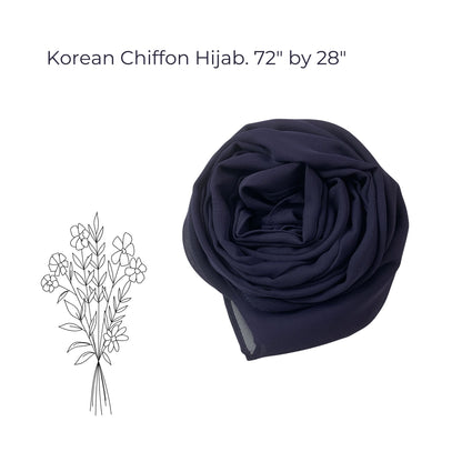 Premium Korean Chiffon Hijab – Dark Desaturated Blue Elegant Soft Lightweight