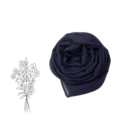 Premium Korean Chiffon Hijab – Dark Desaturated Blue Elegant Soft Lightweight