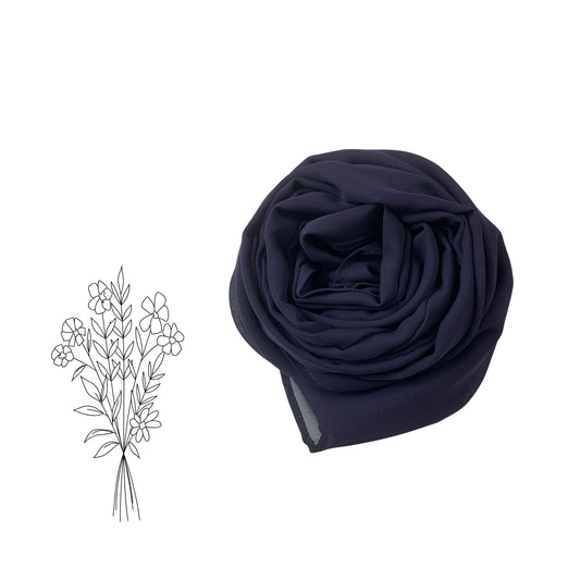 Premium Korean Chiffon Hijab – Dark Desaturated Blue Elegant Soft Lightweight