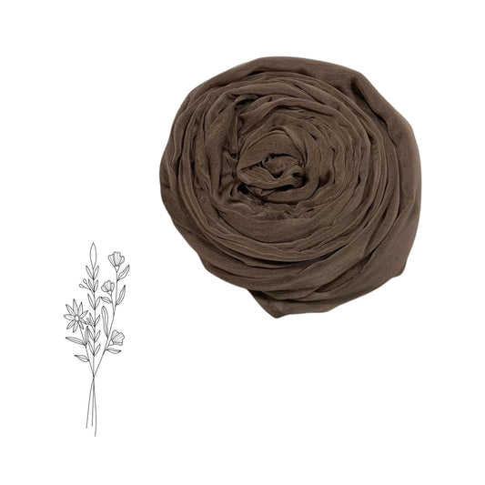 Crinkle Silk Stole Hijab – Earthy Dark Orange Brown Elegance